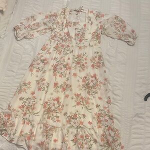 Charming Floral Kids Dress in Pink and Cream